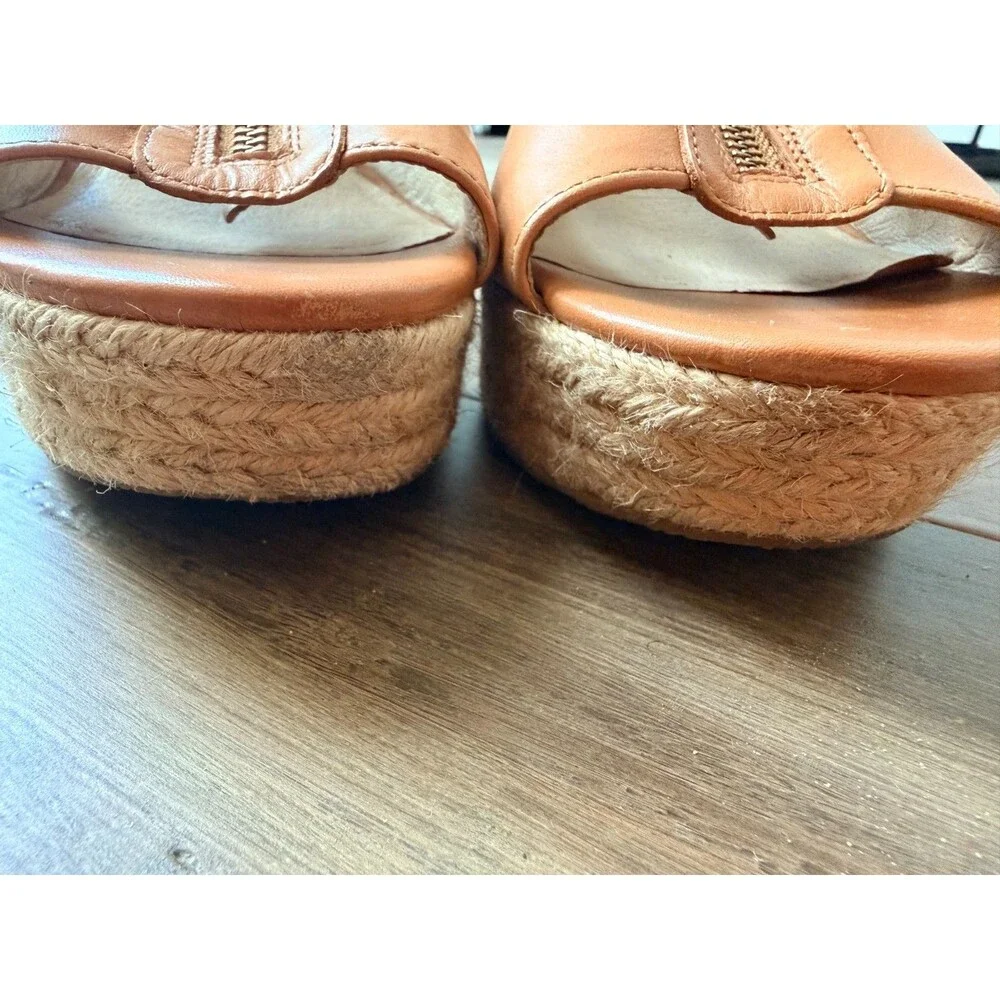 Michael Kors Damita Leather Espadrille Wedge Sandals Classic 9 М
